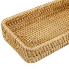 Rattan Tray Tabletop Organization Hand Woven Snack Storage Basket Multifunctional Serving Tray S