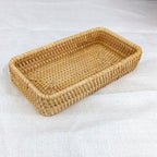 Rattan Tray Tabletop Organization Hand Woven Snack Storage Basket Multifunctional Serving Tray S