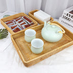 Rattan Tray Tabletop Organization Hand Woven Snack Storage Basket Multifunctional Serving Tray S