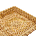 Rattan Tray Tabletop Organization Hand Woven Snack Storage Basket Multifunctional Serving Tray M