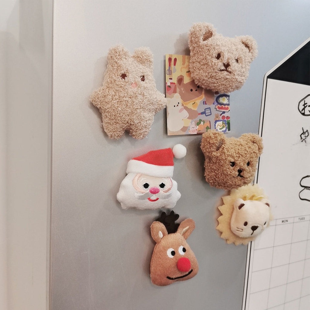 Plush Bear Fridge Magnet Rubber Soft Magnet 3D Animal Fridge Magnet for Kitchen Decoration Coffee