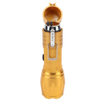 Electric Lighter Waterproof Windproof Aluminum Alloy Portable Lighter with Flashlight 3.7v Gold