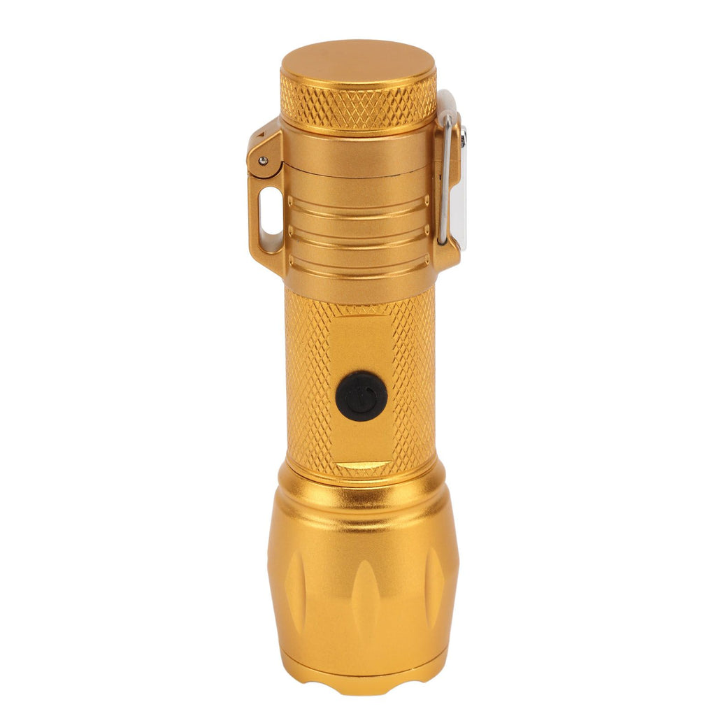 Electric Lighter Waterproof Windproof Aluminum Alloy Portable Lighter with Flashlight 3.7v Gold