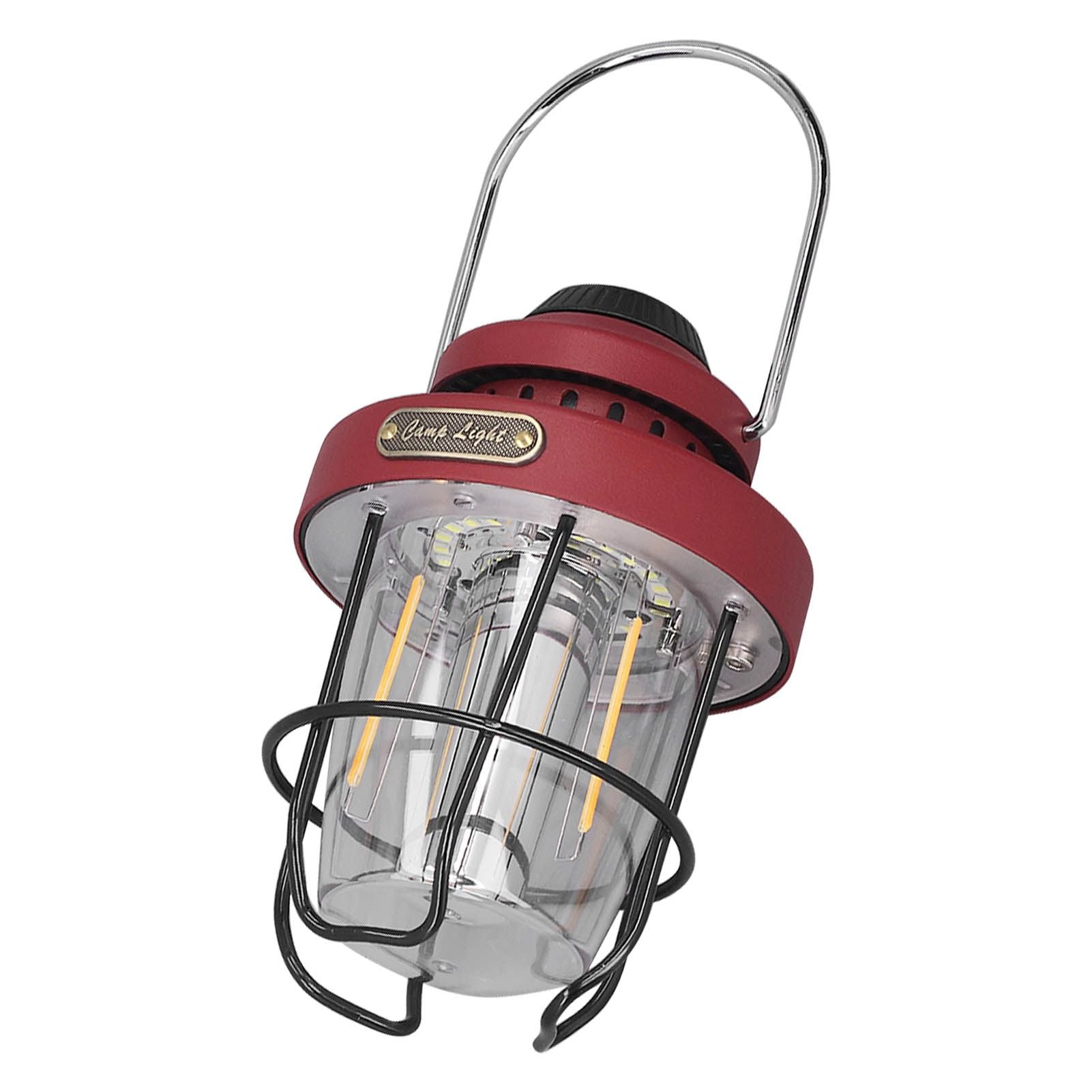 Camping Lantern Retro USB Charging 3 Light Modes IPX4 Waterproof Camping Lights for Outdoor Red