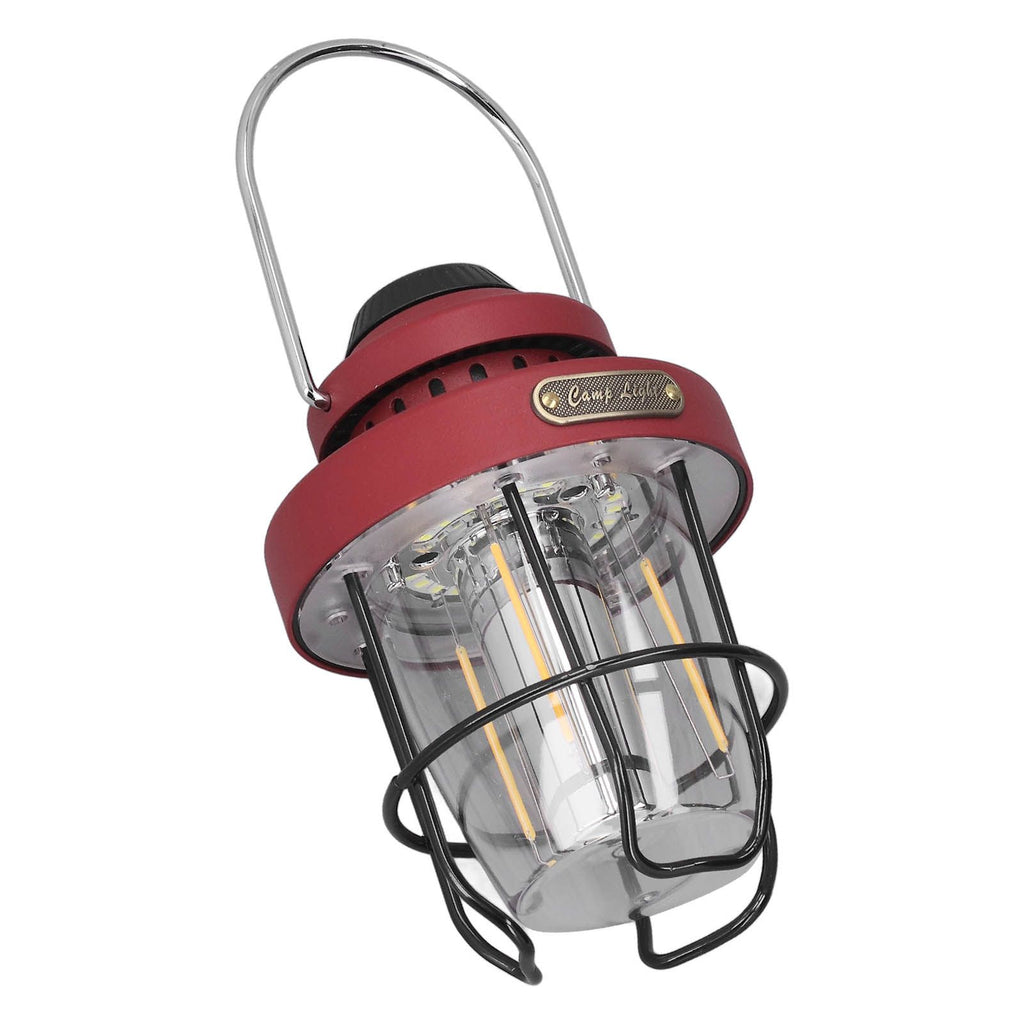Camping Lantern Retro USB Charging 3 Light Modes IPX4 Waterproof Camping Lights for Outdoor Red
