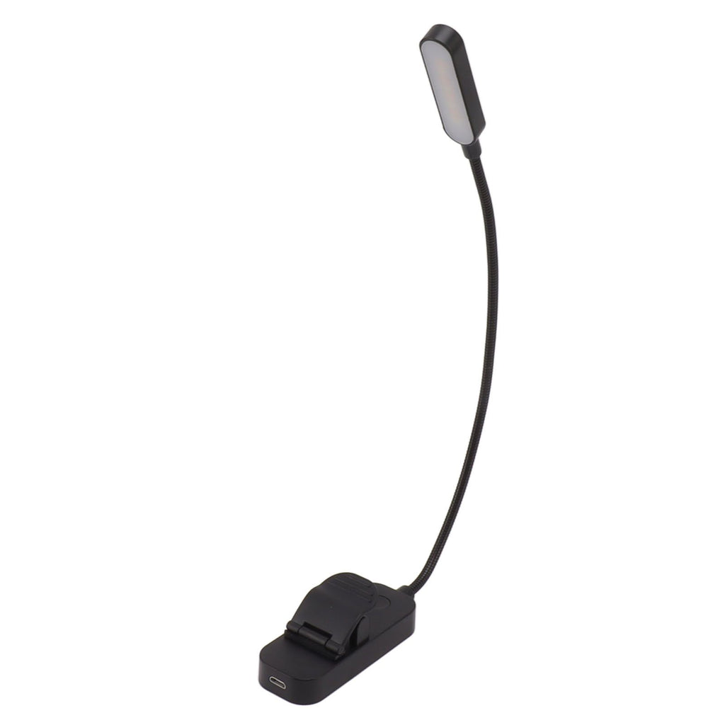 Book Light USB Rechargeable Blocking Reading Clip On Lamp 3 Brightness Stepless Dimming 8 LED Eye Care Sleep Aid Black