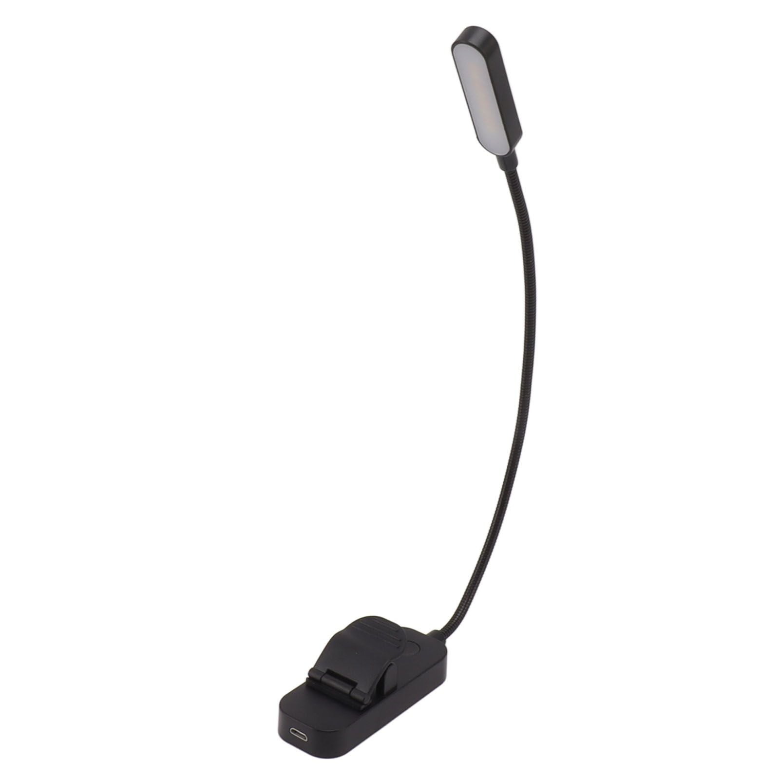 Book Light USB Rechargeable Blocking Reading Clip On Lamp 3 Brightness Stepless Dimming 8 LED Eye Care Sleep Aid Black