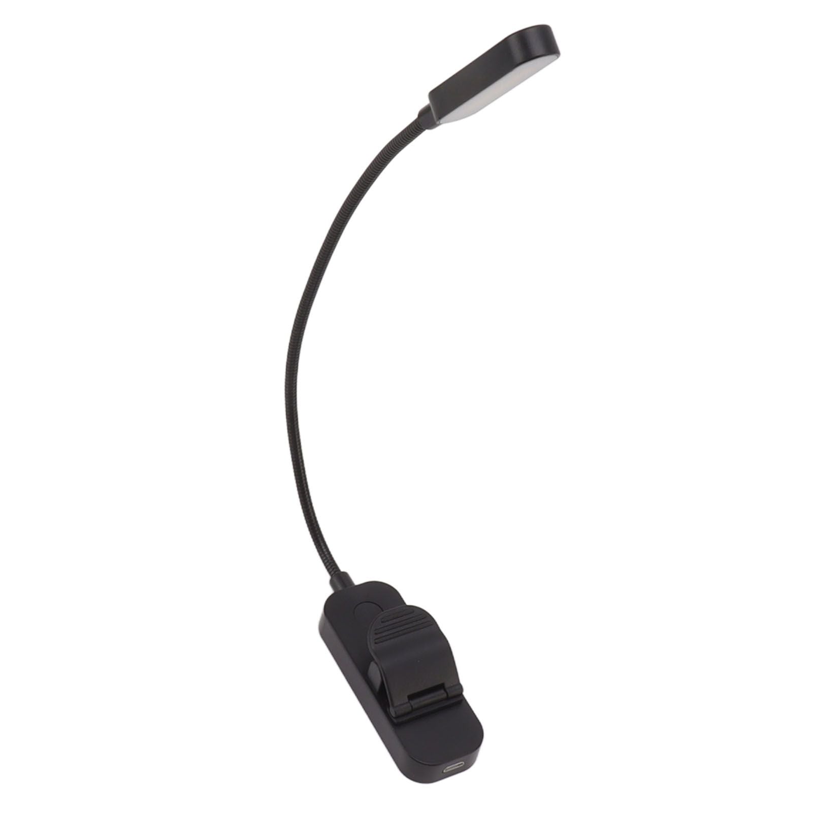 Book Light USB Rechargeable Blocking Reading Clip On Lamp 3 Brightness Stepless Dimming 8 LED Eye Care Sleep Aid Black