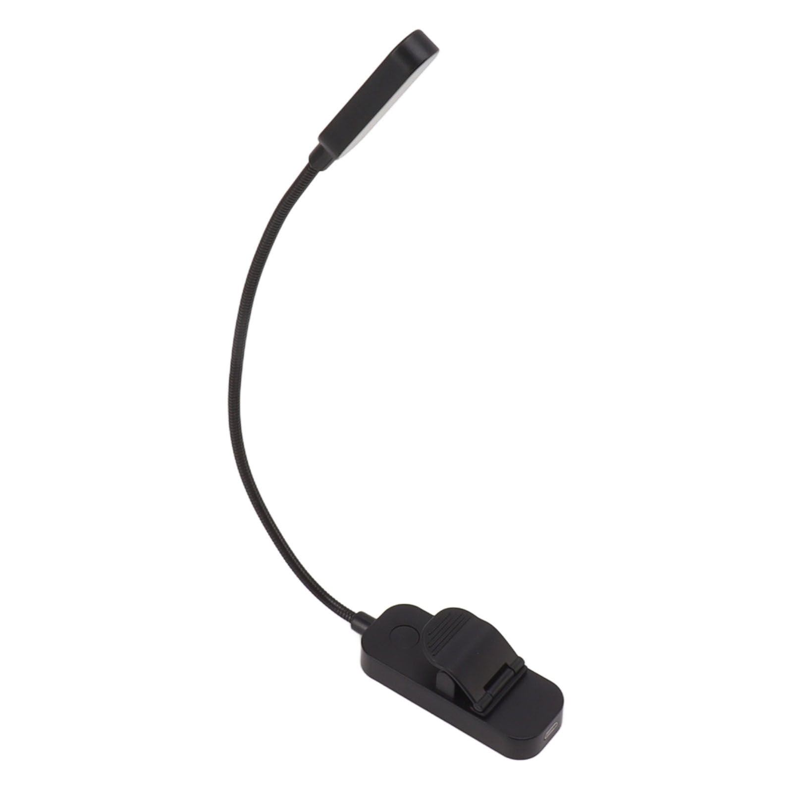 Book Light USB Rechargeable Blocking Reading Clip On Lamp 3 Brightness Stepless Dimming 8 LED Eye Care Sleep Aid Black