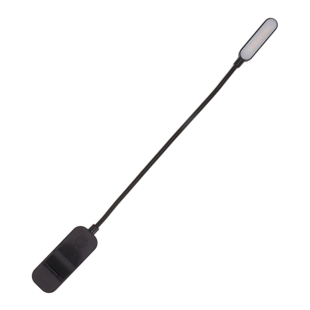 Book Light USB Rechargeable Blocking Reading Clip On Lamp 3 Brightness Stepless Dimming 8 LED Eye Care Sleep Aid Black