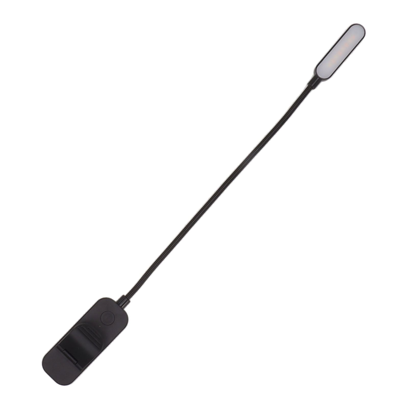 Book Light USB Rechargeable Blocking Reading Clip On Lamp 3 Brightness Stepless Dimming 8 LED Eye Care Sleep Aid Black