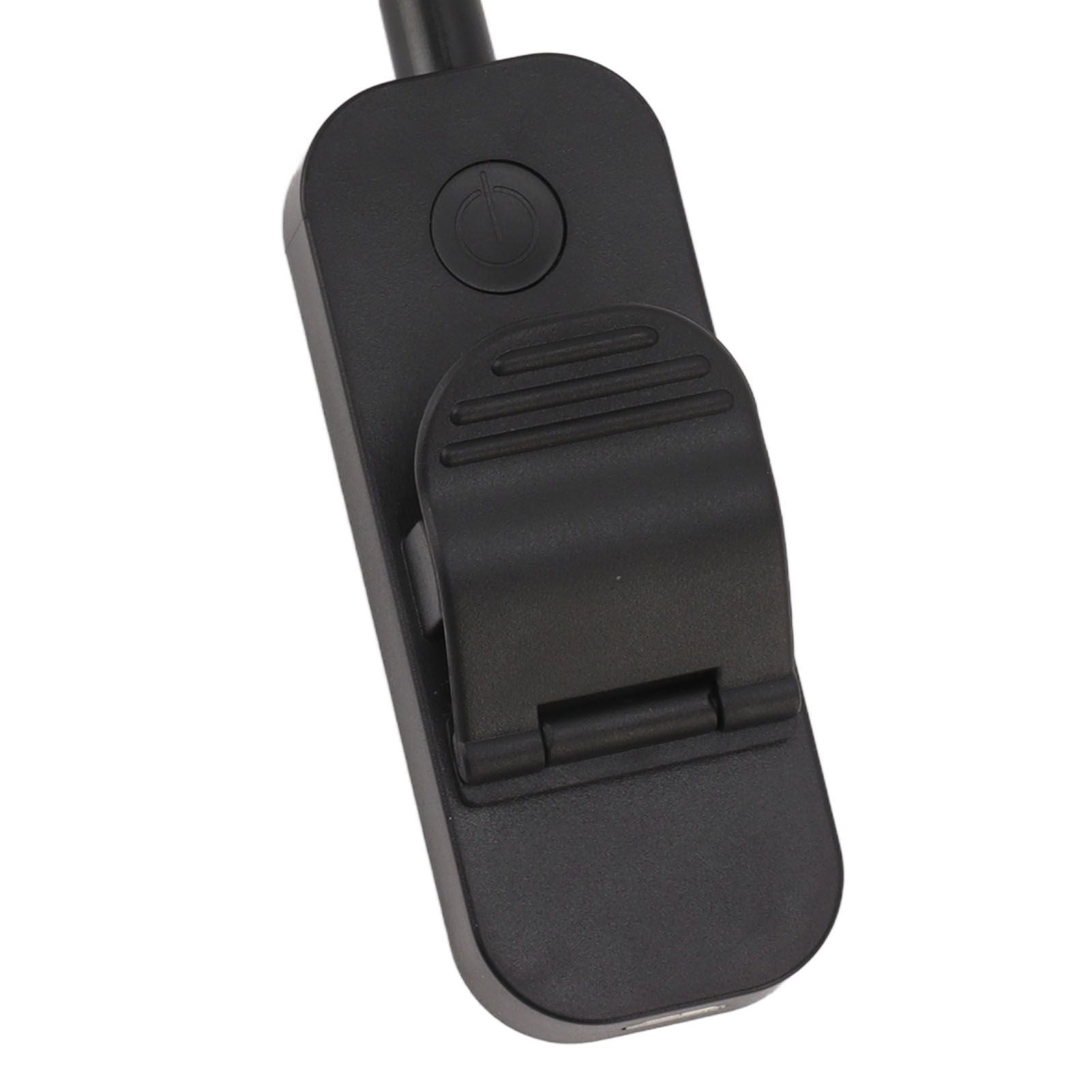 Book Light USB Rechargeable Blocking Reading Clip On Lamp 3 Brightness Stepless Dimming 8 LED Eye Care Sleep Aid Black