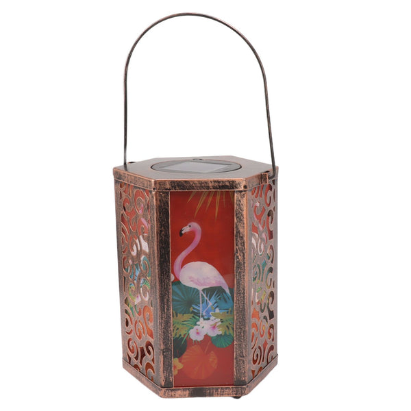 Garden Hanging Lights Waterproof LED Decorative Lighting Hexagonal Bird Pattern Lantern for Home Courtyard