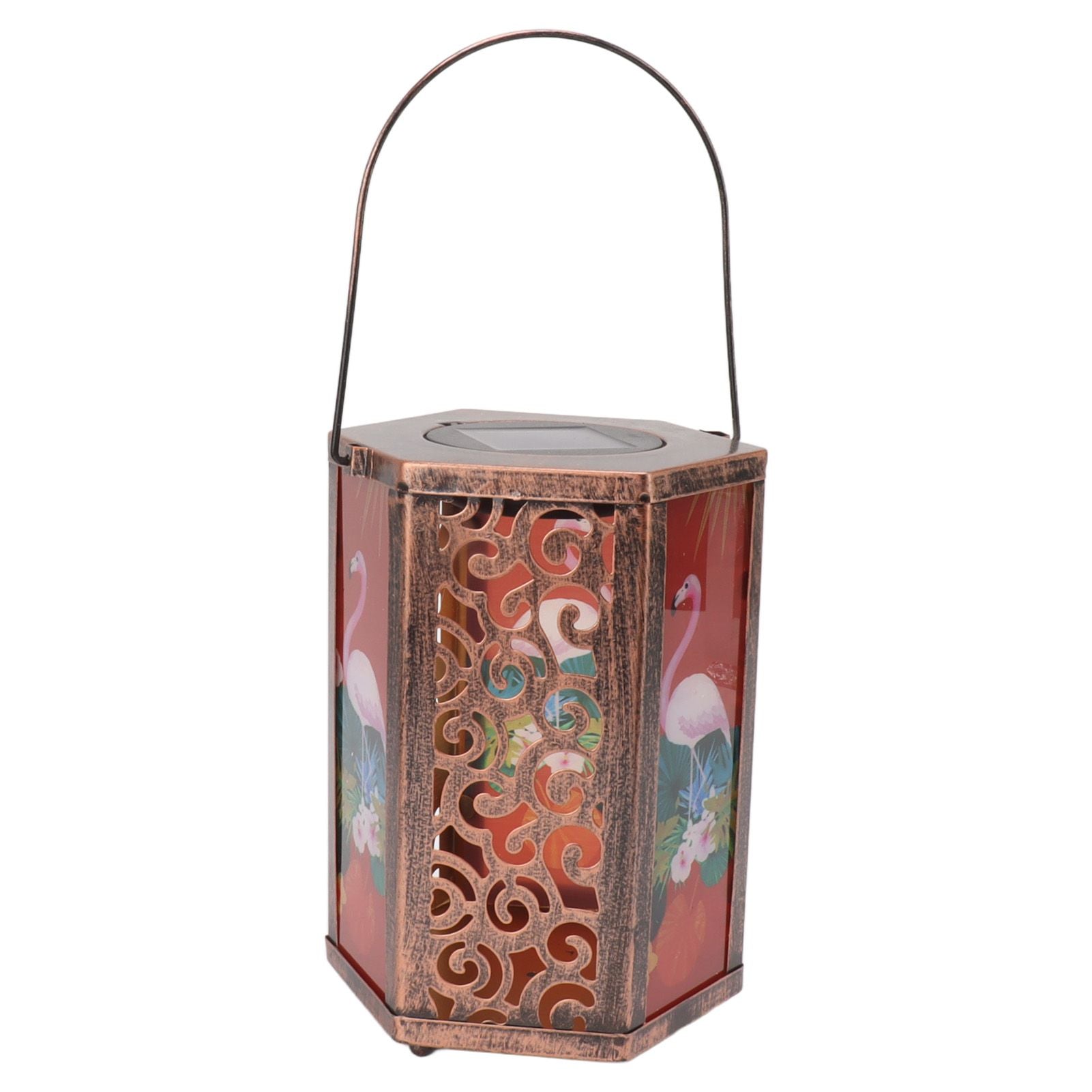 Garden Hanging Lights Waterproof LED Decorative Lighting Hexagonal Bird Pattern Lantern for Home Courtyard