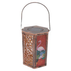 Garden Hanging Lights Waterproof LED Decorative Lighting Hexagonal Bird Pattern Lantern for Home Courtyard