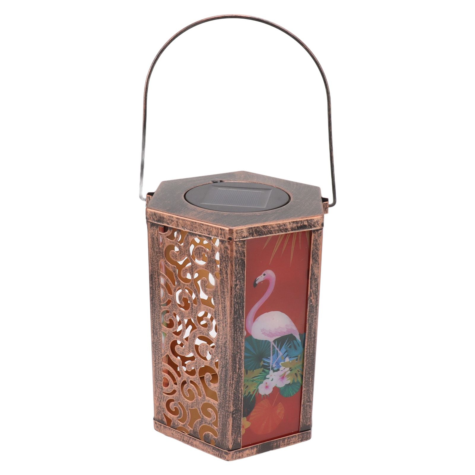 Garden Hanging Lights Waterproof LED Decorative Lighting Hexagonal Bird Pattern Lantern for Home Courtyard