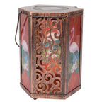 Garden Hanging Lights Waterproof LED Decorative Lighting Hexagonal Bird Pattern Lantern for Home Courtyard