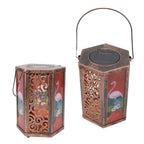 Garden Hanging Lights Waterproof LED Decorative Lighting Hexagonal Bird Pattern Lantern for Home Courtyard