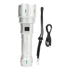 LED Flashlight 10000 Luminous Flux 5 Modes USB Type C Charge Waterproof Camping Flashlight for Hiking Travel Emergency