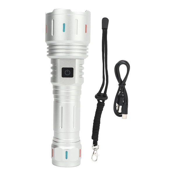 LED Flashlight 10000 Luminous Flux 5 Modes USB Type C Charge Waterproof Camping Flashlight for Hiking Travel Emergency