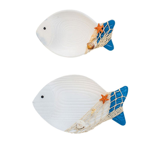 Wood Fish Hanging Ornament Wooden Fish Wall Art Decor for Beach Theme Fish Sculpture