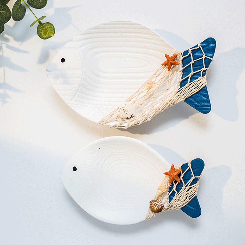 Wood Fish Hanging Ornament Wooden Fish Wall Art Decor for Beach Theme Fish Sculpture