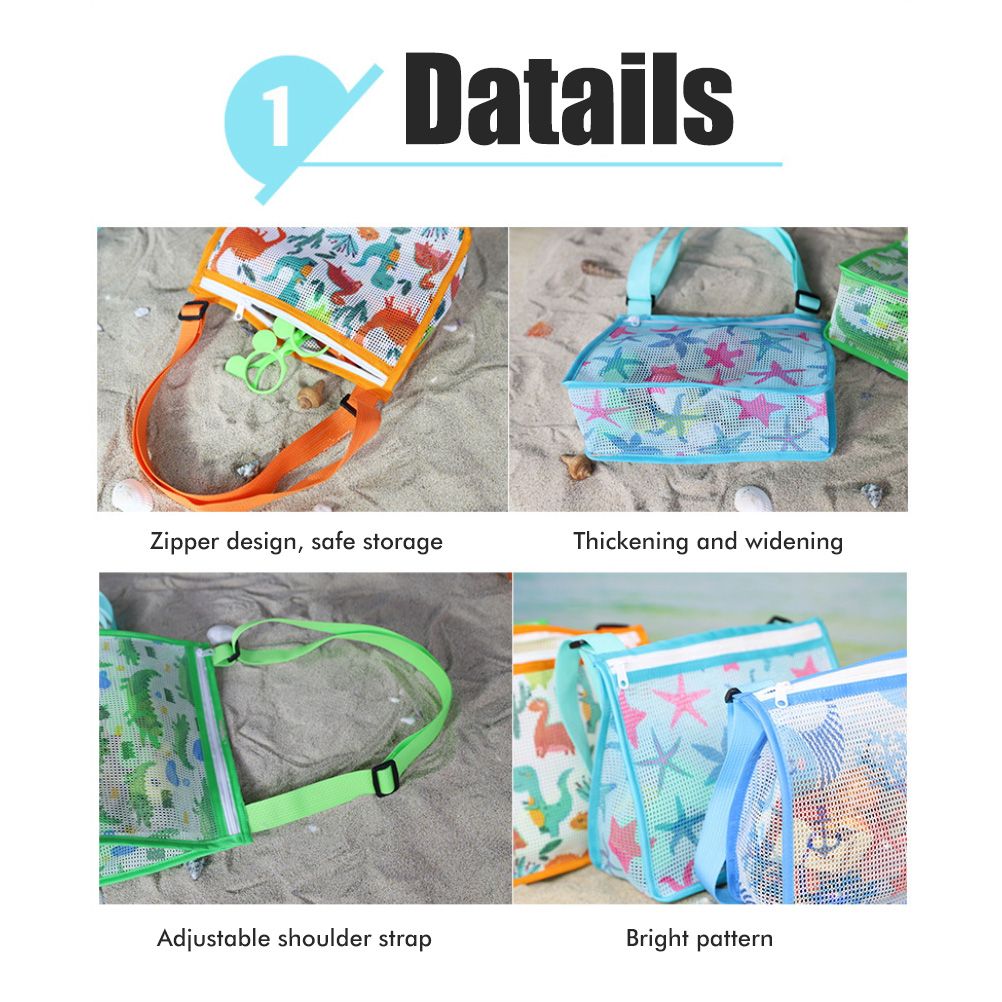 Children Beach Mesh Bag Kids Outdoor Net Storage Bag with Adjustable Strap Kids Sand Crossbody Bag for Toy