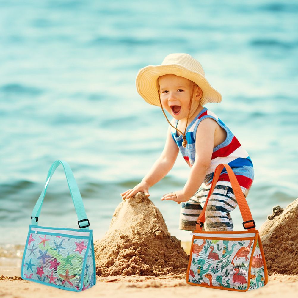 Children Beach Mesh Bag Kids Outdoor Net Storage Bag with Adjustable Strap Kids Sand Crossbody Bag for Toy