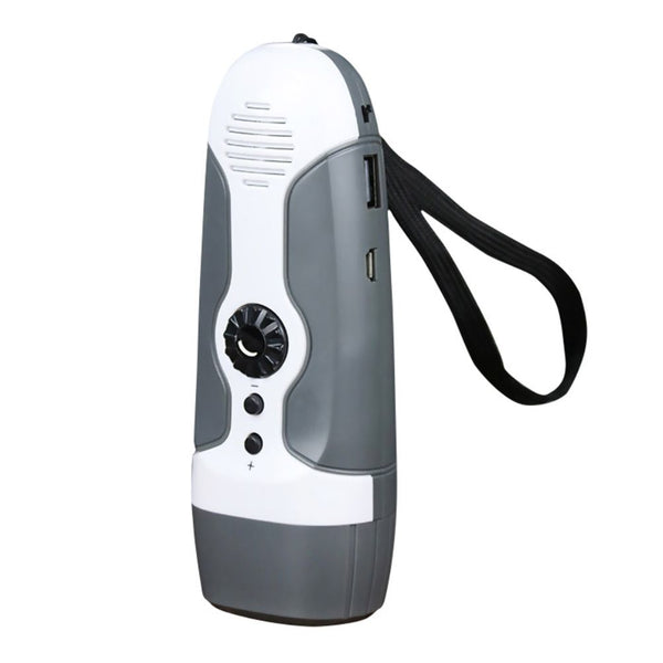 Hand Crank Charging Flashlight with 3 LED Light FM Radio Alarm for Travel Camping Mining Disaster