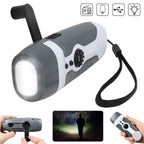 Hand Crank Charging Flashlight with 3 LED Light FM Radio Alarm for Travel Camping Mining Disaster
