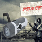 Hand Crank Charging Flashlight with 3 LED Light FM Radio Alarm for Travel Camping Mining Disaster