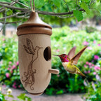 Hummingbird House Wooden Hummingbird Nest for Outside Hanging Garden Bird Feeder