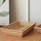 Rattan Storage Basket Basket Woven Snacks Fruit Basket Stackable Woven Bread Basket