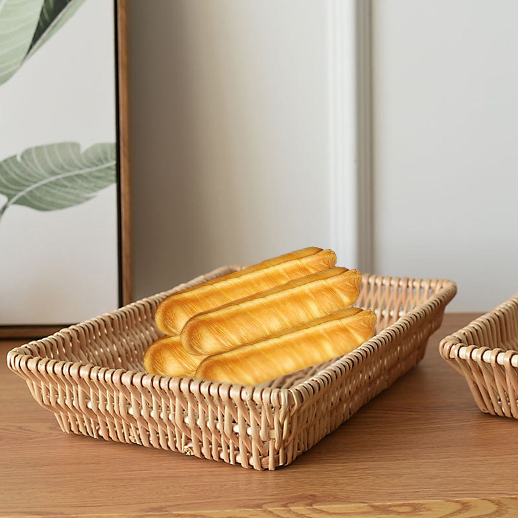 Rattan Storage Basket Basket Woven Snacks Fruit Basket Stackable Woven Bread Basket