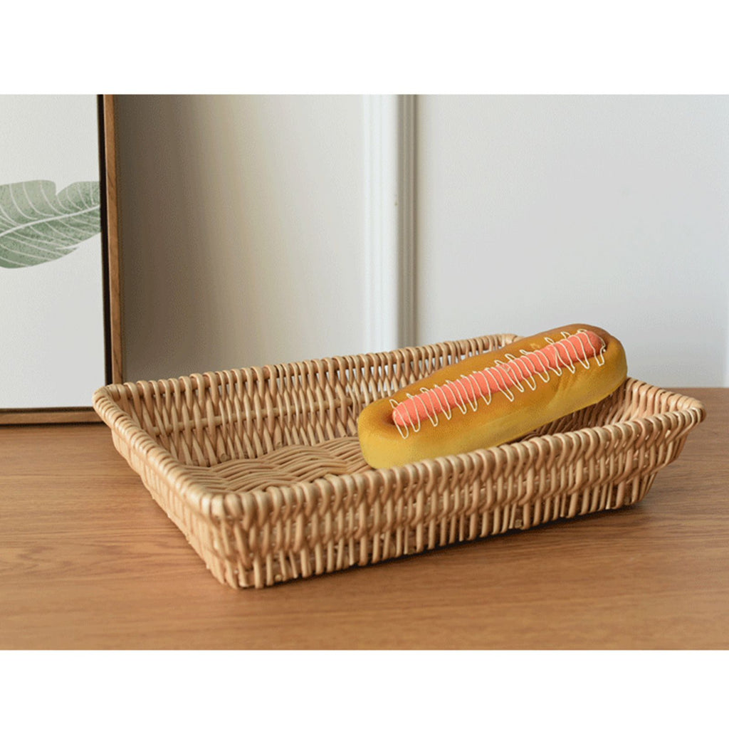 Rattan Storage Basket Basket Woven Snacks Fruit Basket Stackable Woven Bread Basket