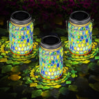 Solar Mosaic Lantern Light IP44 Waterproof Inlaid Fade Resistant Mosaic Glass Light
