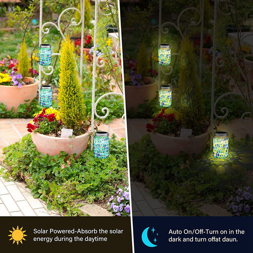 Solar Mosaic Lantern Light IP44 Waterproof Inlaid Fade Resistant Mosaic Glass Light