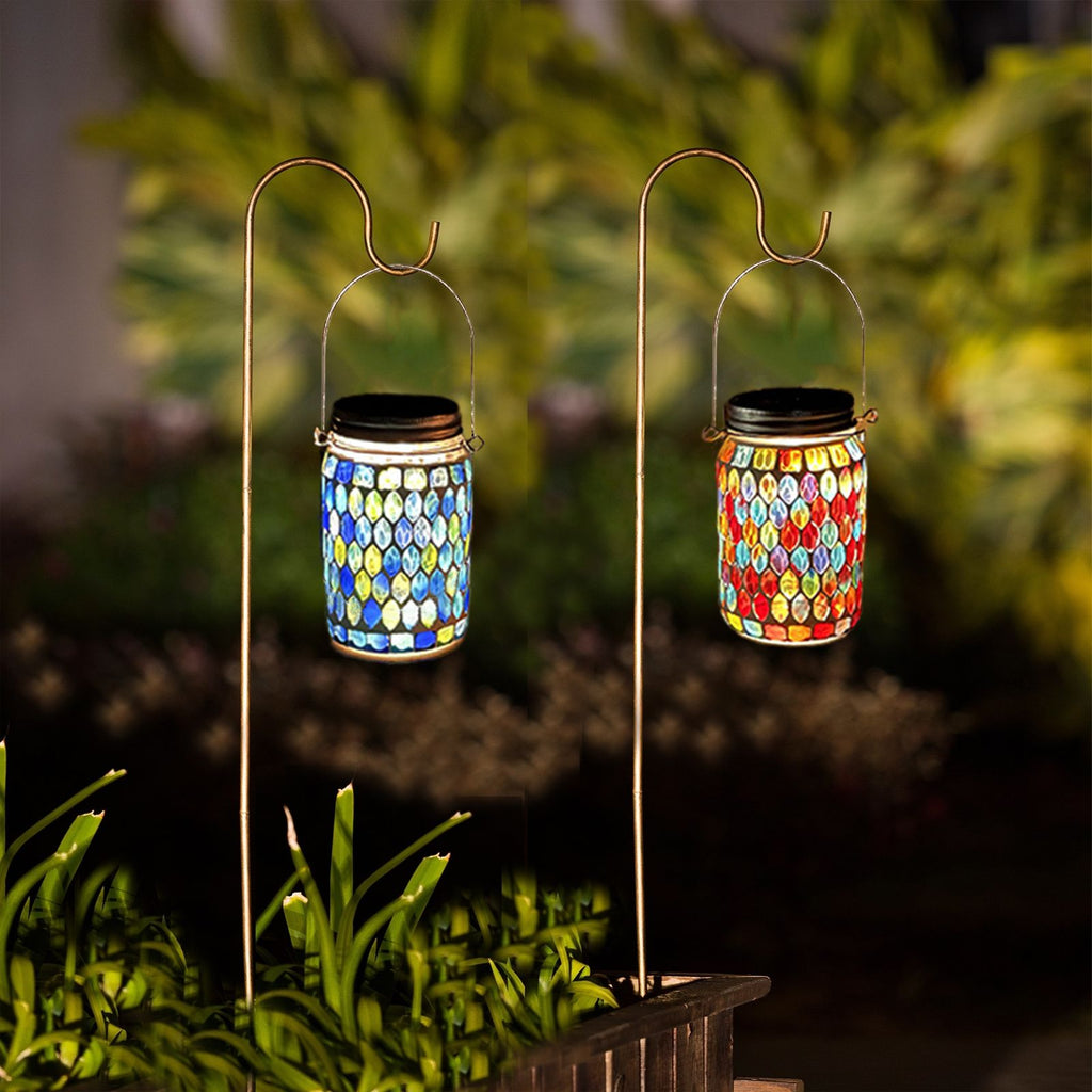 Solar Mosaic Lantern Light IP44 Waterproof Inlaid Fade Resistant Mosaic Glass Light