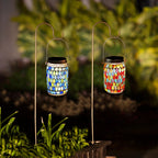 Solar Mosaic Lantern Light IP44 Waterproof Inlaid Fade Resistant Mosaic Glass Light