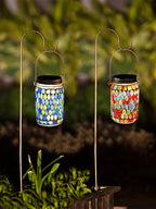 Solar Mosaic Lantern Light IP44 Waterproof Inlaid Fade Resistant Mosaic Glass Light