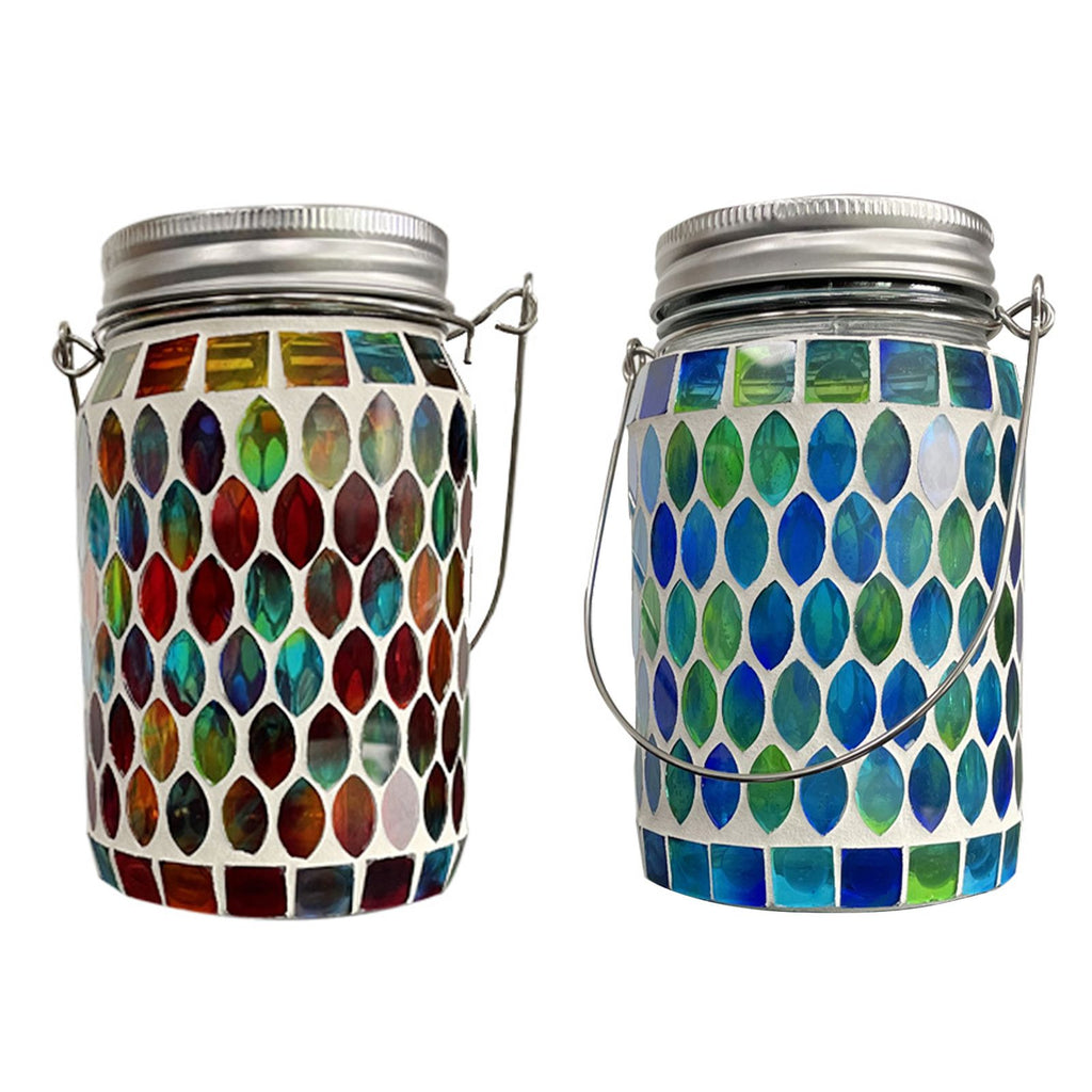 Solar Mosaic Lantern Light IP44 Waterproof Inlaid Fade Resistant Mosaic Glass Light