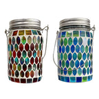 Solar Mosaic Lantern Light IP44 Waterproof Inlaid Fade Resistant Mosaic Glass Light