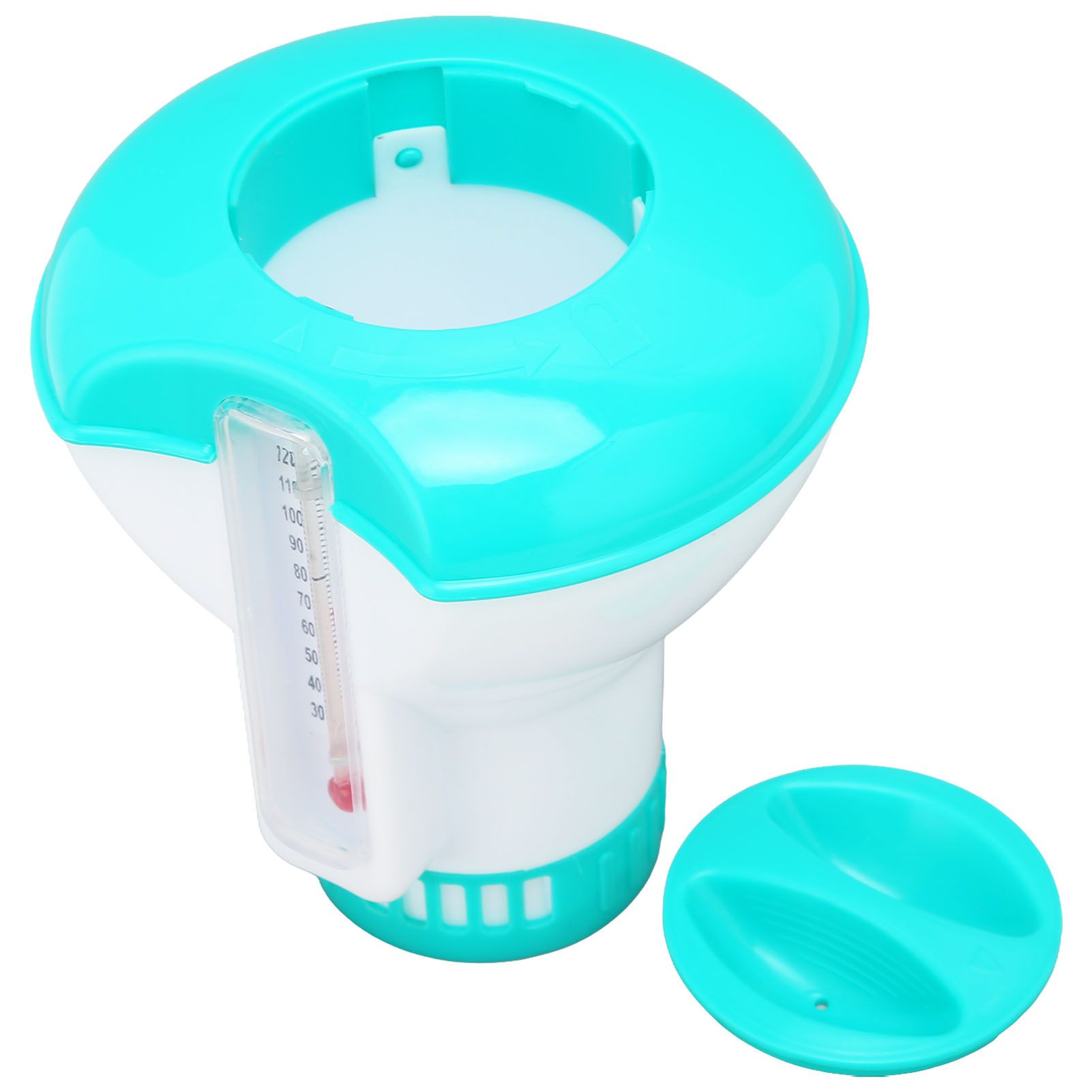 Spa Chemical Dispenser with Thermometer Reusable Lake Blue Swimming Pool Chlorine Tablet Floater