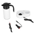 800ml Portable Electric Car Kettles Car Water Dispenser with White Base Silicone Sealing Ring Cover for Travel Boil WaterWhite