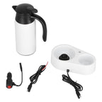 800ml Portable Electric Car Kettles Car Water Dispenser with White Base Silicone Sealing Ring Cover for Travel Boil WaterWhite