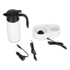 800ml Portable Electric Car Kettles Car Water Dispenser with White Base Silicone Sealing Ring Cover for Travel Boil WaterWhite