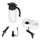 800ml Portable Electric Car Kettles Car Water Dispenser with White Base Silicone Sealing Ring Cover for Travel Boil WaterWhite