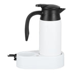 800ml Portable Electric Car Kettles Car Water Dispenser with White Base Silicone Sealing Ring Cover for Travel Boil WaterWhite