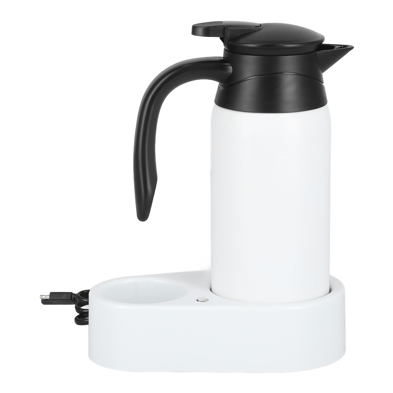 800ml Portable Electric Car Kettles Car Water Dispenser with White Base Silicone Sealing Ring Cover for Travel Boil WaterWhite