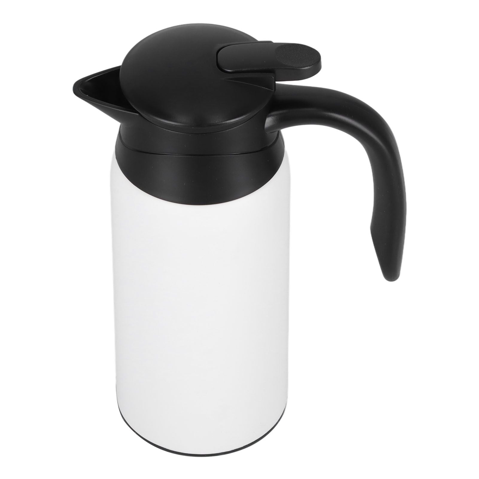 800ml Portable Electric Car Kettles Car Water Dispenser with White Base Silicone Sealing Ring Cover for Travel Boil WaterWhite
